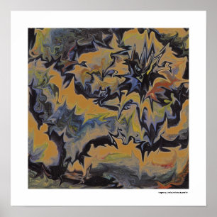 Abstract Pop Fine Art Cool Retro Dark Blue Yellow Poster