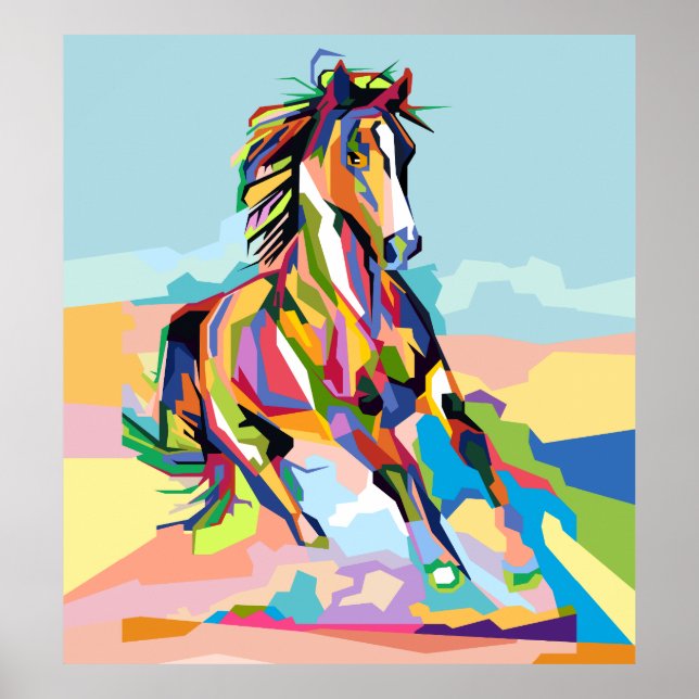 Abstract Popart Horse in WPAP Poster (Front)