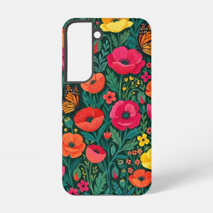 Abstract Poppies Butterflies Samsung Cases