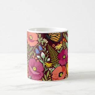 Abstract Poppies Monarch Butterfly Coffee Mug