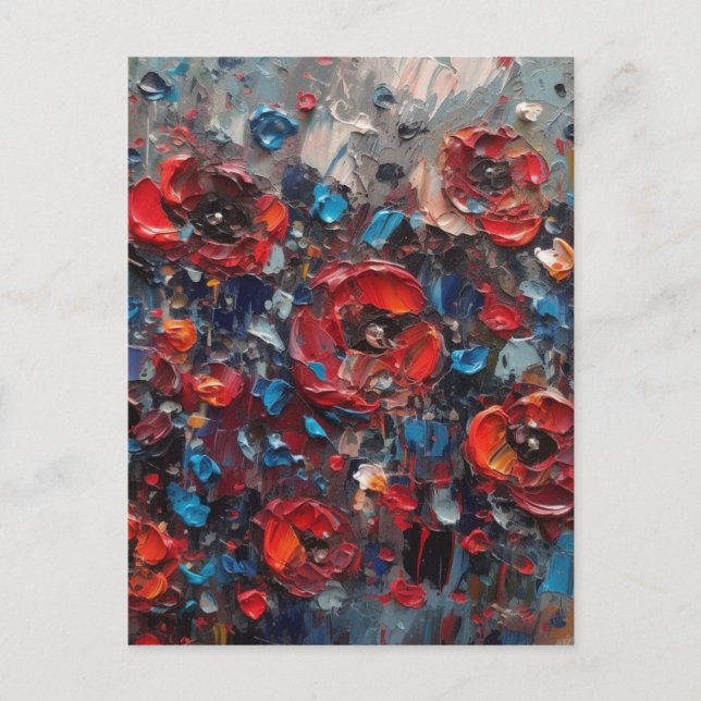 Abstract Poppies Painting Postcard (Front)