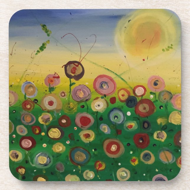 Abstract Poppy Field Coasters (Front)