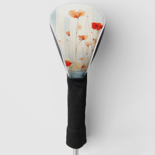 Abstract Poppy Flowers in Modern Geometric Style 1 Golf Head Cover