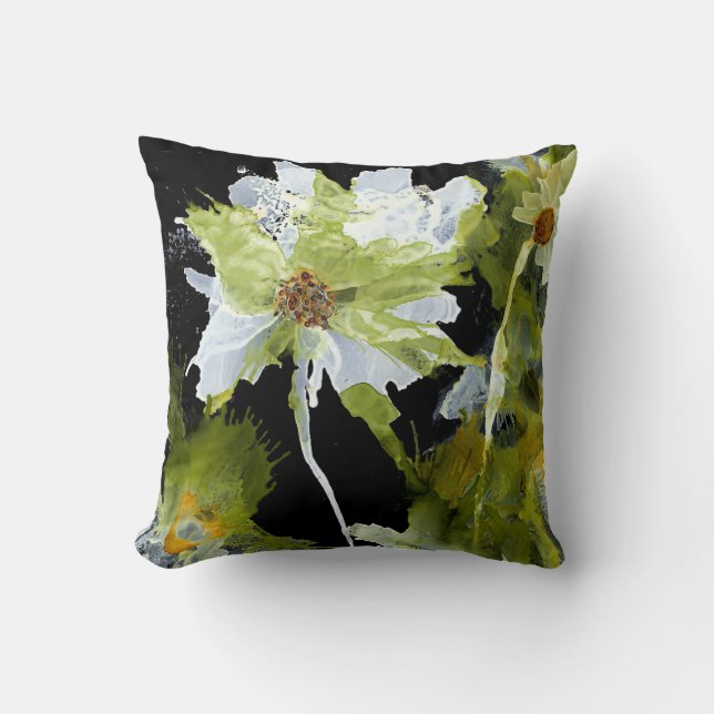 Abstract Poppy Flowers Throw Pillow (Front)