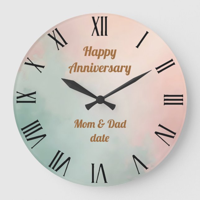 Abstract Popular Blush Pink Mint Collection Large Clock (Front)