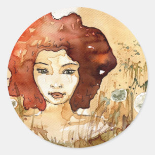 Abstract portrait 3 classic round sticker