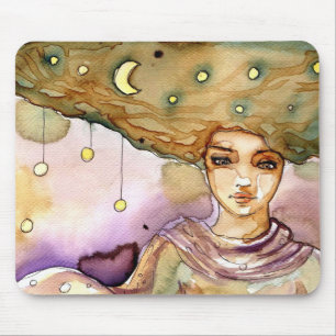 Abstract portrait and pretty woman mouse pad