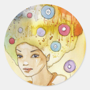 Abstract portrait classic round sticker