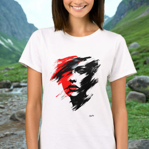 Abstract Portrait - Dramatic Black and Red Brush T-Shirt
