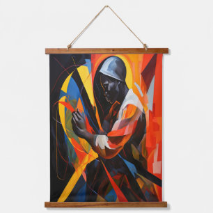 Abstract Portrait in Vibrant Colours Modern Art Hanging Tapestry