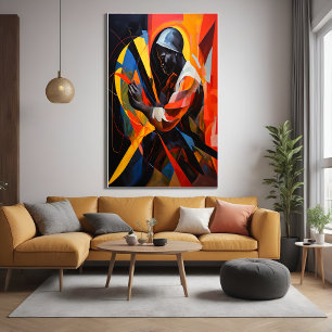 Abstract Portrait in Vibrant Colours Modern Art Poster
