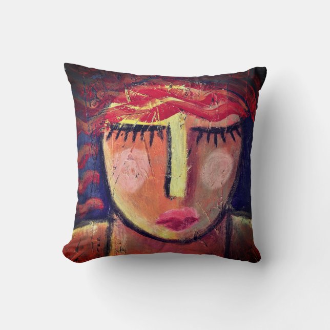 Abstract Portrait of a Red Haired Woman Cushion (Front)
