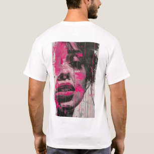 Abstract Portrait of a Woman - Black, White, Pink T-Shirt