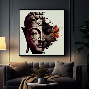Abstract Portrait of Buddha   Digital Art Poster