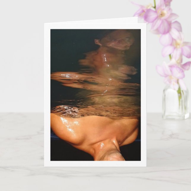 Abstract Portrait of Man in Pool Card (Orchid)