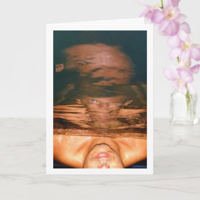 Abstract Portrait of Man in Pool Card (Orchid)