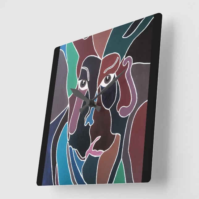 Abstract Portrait Painting by Alfred Fox Square Wall Clock (Angle)