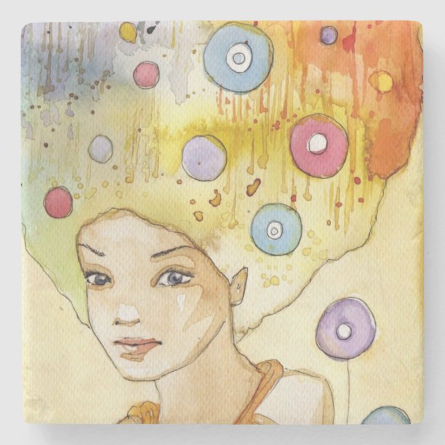 Abstract portrait stone coaster (Front)