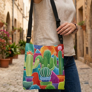 Abstract Potted Cacti Crossbody Bag