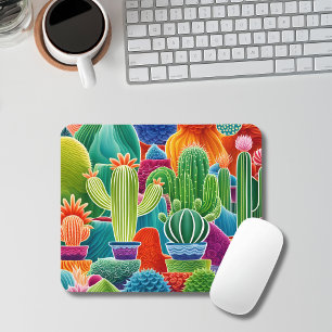 Abstract Potted Cacti Mouse Pad