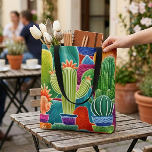 Abstract Potted Cacti  Tote Bag