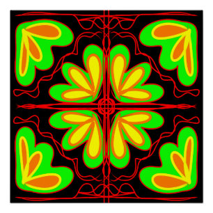 Abstract powerful energy flower poster