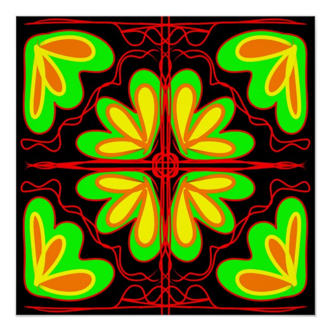 Abstract powerful energy flower poster (Front)