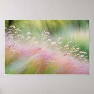 Abstract Prairie Flowers Field Tranquil Nature Art Poster
