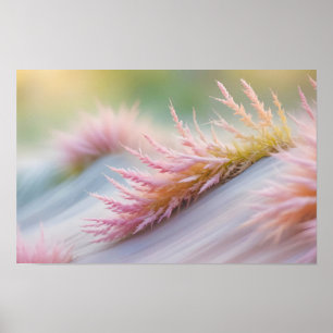 Abstract Prairie Flowers Field Tranquil Nature Art Poster