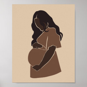 Abstract Pregnant Black Woman Maternity Art Poster