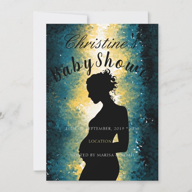Abstract Pregnant Woman Silhouette Baby Shower Invitation (Front)