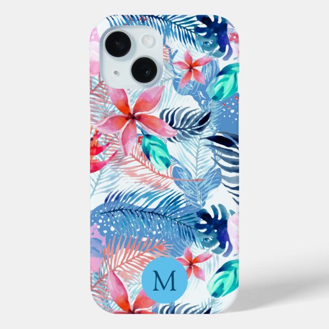 Abstract Pretty Floral and Deer Art Monogrammed Case-Mate iPhone Case (Back)