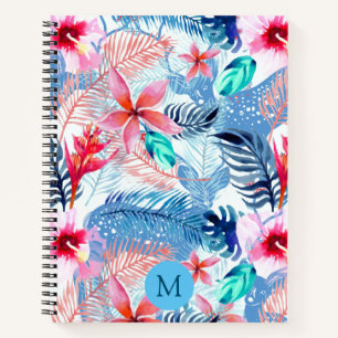 Abstract Pretty Floral and Deer Art Monogrammed Notebook