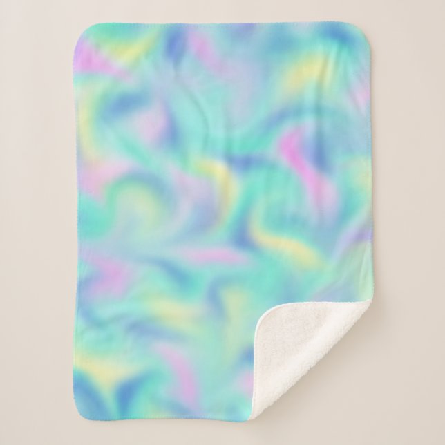 Abstract Pretty Pastel Swirls Pattern Sherpa Blanket (Front)