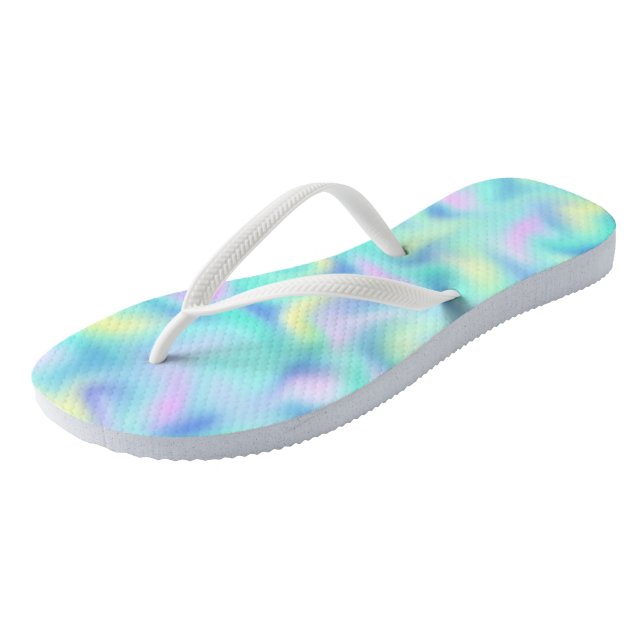 Abstract Pretty Pastel Swirls Pattern Thongs (Angled)