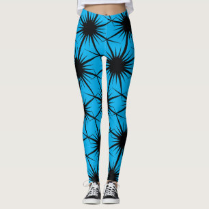  Abstract Pricky Cactus Thorn Botanical Black Blue Leggings