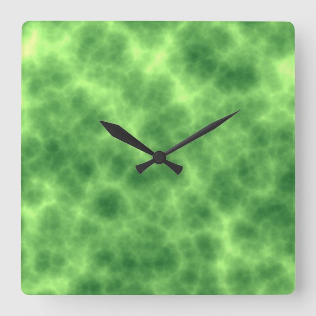Abstract Procedural Crumple Green Square Wall Clock (Front)