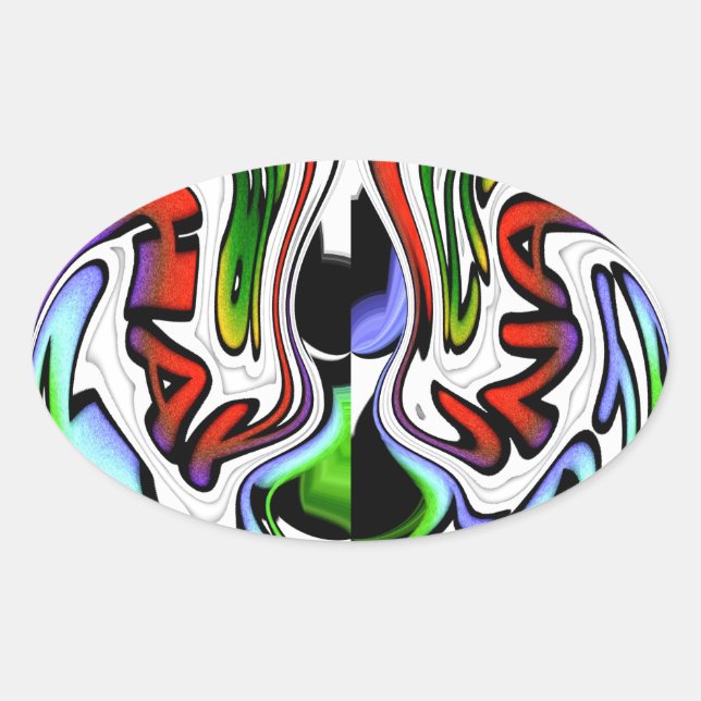 Abstract Profile Art Print Oval Sticker (Front)