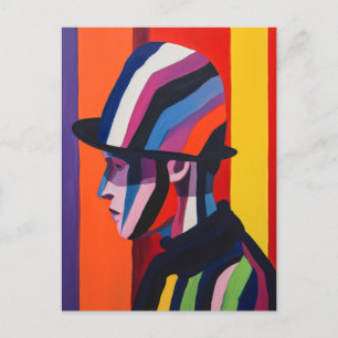 Abstract Profile with Bowler Hat Postcard