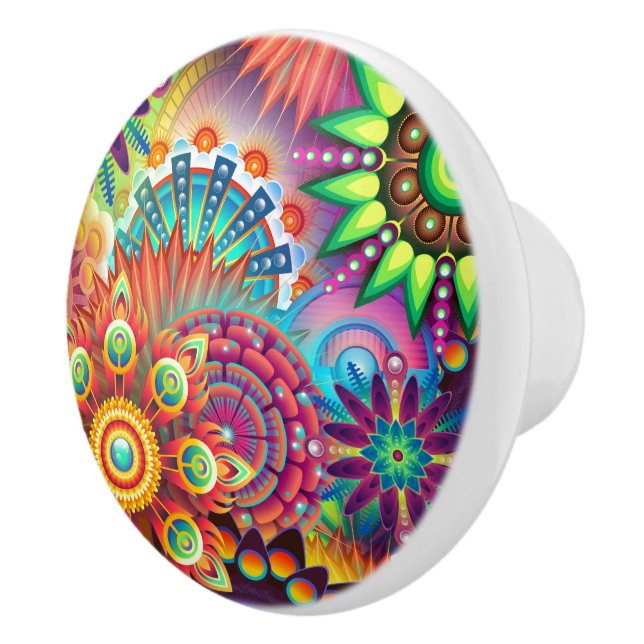 Abstract Psychedelic Colours Dresser Ceramic Knob (Right)