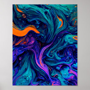 Abstract psychedelic Colours Throw Pillow Poster