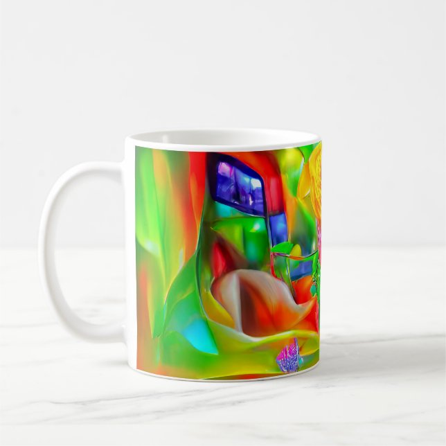 Abstract Psychedelic Flowers  Coffee Mug (Left)