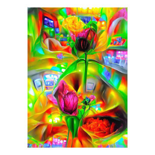 Abstract Psychedelic Flowers  Photo Print