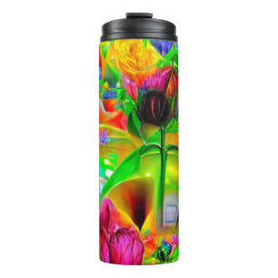Abstract Psychedelic Flowers Thermal Tumbler