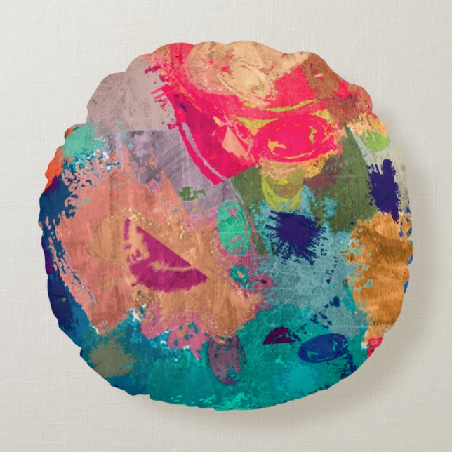 abstract psychedelic fractal background from blurr round cushion (Front)