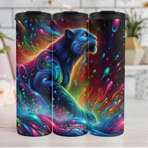 Abstract Psychedelic Panther in Colours Thermal Tumbler