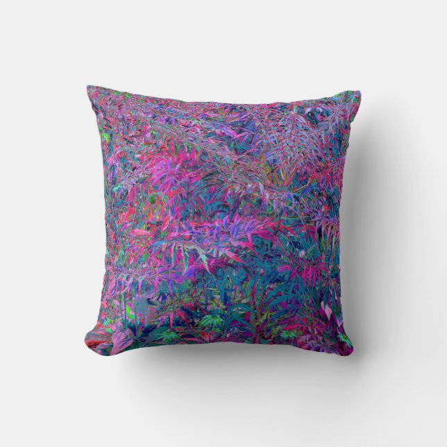 Abstract Psychedelic Rainbow Colours Foliage Garde Cushion (Front)