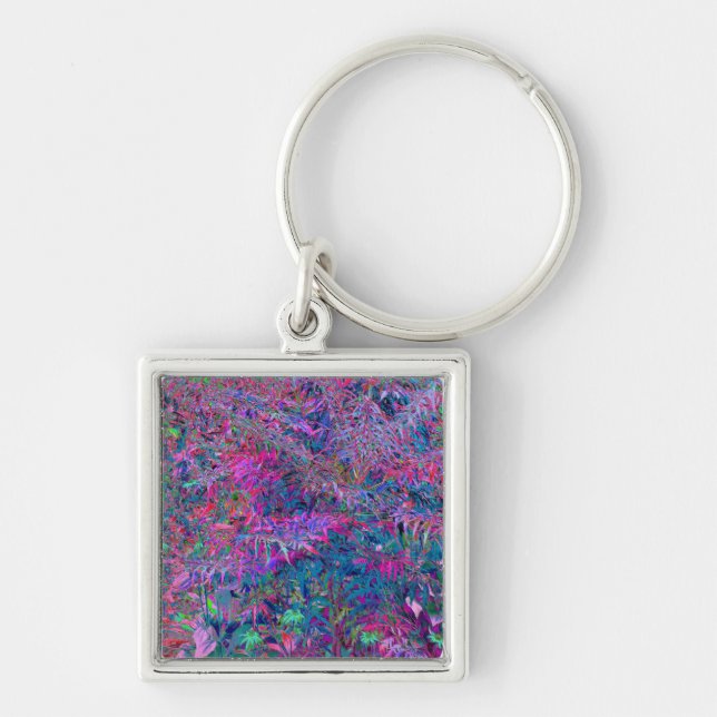Abstract Psychedelic Rainbow Colours Foliage Garde Key Ring (Front)