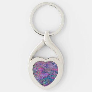 Abstract Psychedelic Rainbow Colours Foliage Garde Key Ring