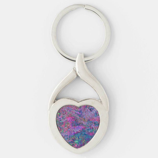 Abstract Psychedelic Rainbow Colours Foliage Garde Key Ring (Front)